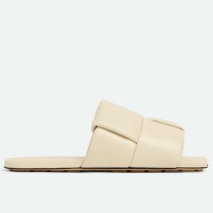 Bottega Veneta Patch Flat Slides In White Lambskin