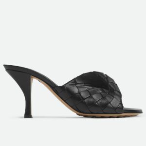 Bottega Veneta Blink Mules 80mm in Black Intrecciato Lambskin