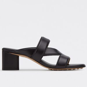 Bottega Veneta Band Sandals 55MM In Black Calfskin