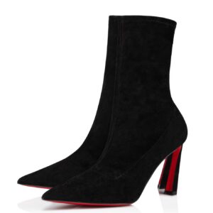 Christian Louboutin Condora Stretch 100mm Boots in Black Suede Leather