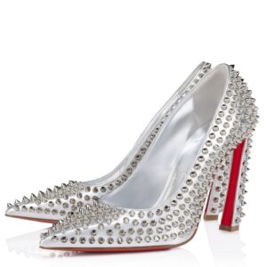 Christian Louboutin Condora Spikes 100mm Pumps in Silver Lambskin