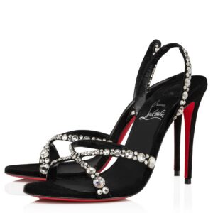 Christian Louboutin Emilie Strass 100MM Sandals In Black Veau Velours