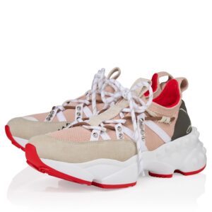 Christian Louboutin Women's Trailnrun Sneakers in Albatre Mesh and Suede