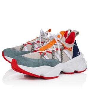 Christian Louboutin Women's Trailnrun Sneakers in Grey Mesh and Suede