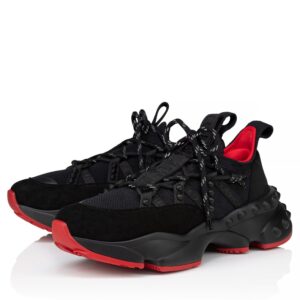 Christian Louboutin Women's Trailnrun Sneakers in Black Fabric and Suede