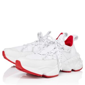Christian Louboutin Women's Trailnrun Sneakers in White Mesh and Leather