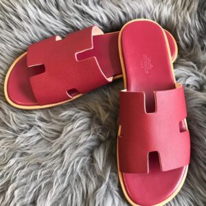 Hermes Men's Izmir Sandals In Red Epsom Calfskin