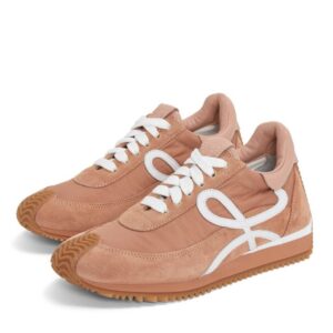 Loewe Women's Flow Runner Sneakers in Powder Nylon and Suede