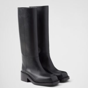 Prada Knee-High Boots 55mm in Black Leather