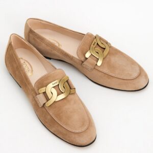 Tod's Women's Kate Loafers In Beige Suede Leather