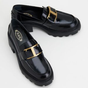 Tod's Women's Loafers In Black Shiny Calfskin