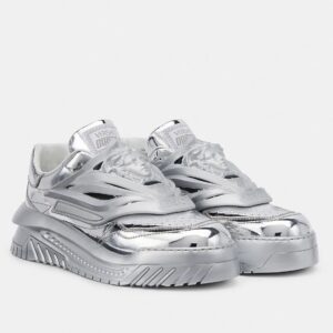 Versace Women's Odissea Sneakers In Silver Leather