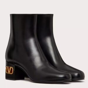 Valentino Heritage Ankle Boot 60mm In Black Calfskin Leather